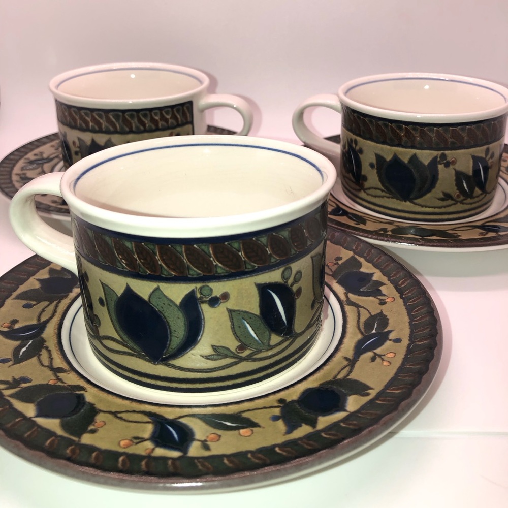 Mikasa Intaglio Arabella Mug And Saucer Set Of 3 Made In Malaysia